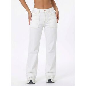 Gap Barrel Jeans White High Rise Patch Pocket Straight Leg Size 8